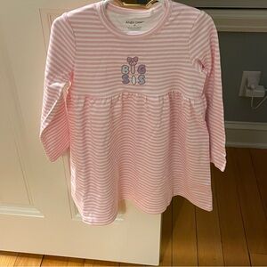 NWT Angel Dear Organic Cotton Pink Striped Big Sis Dress Size 4T